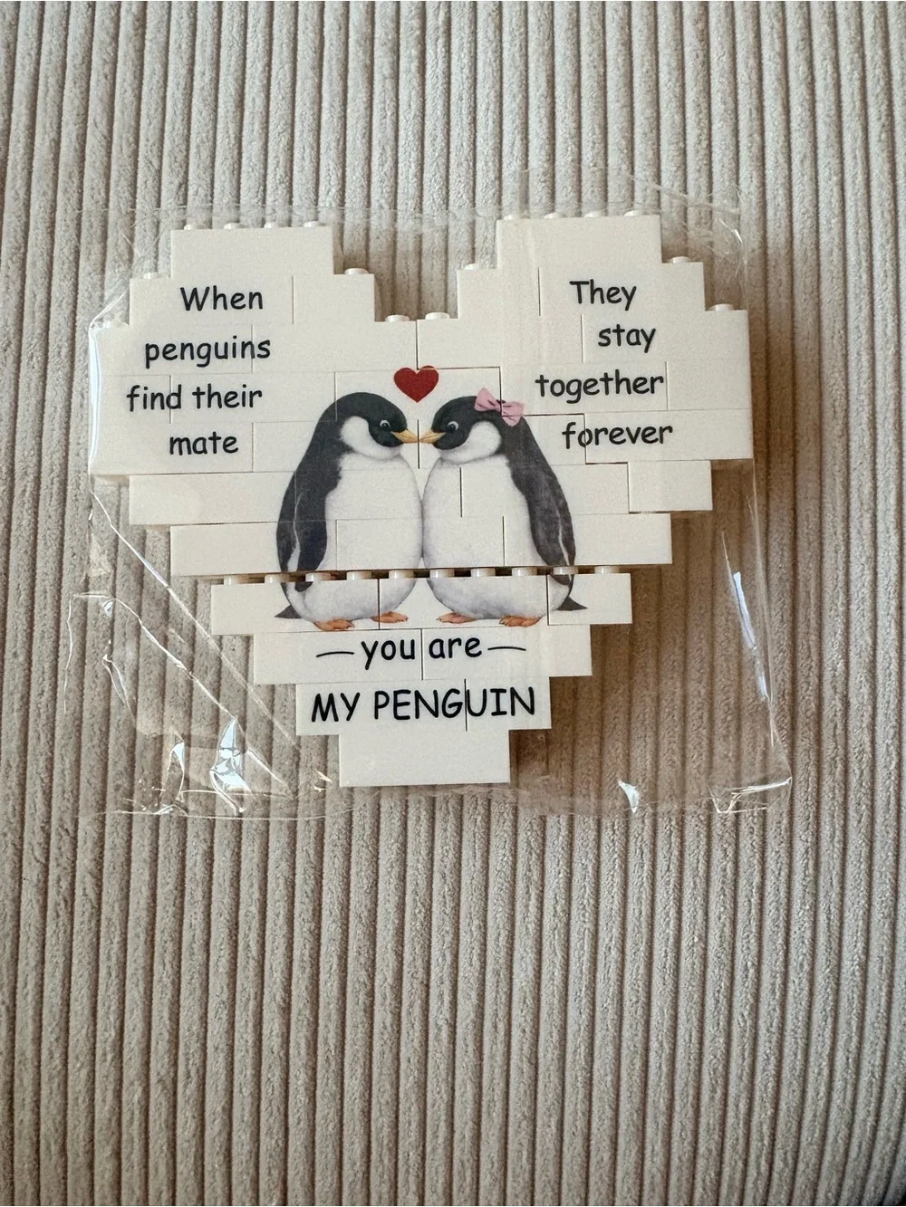 White Penguin Heart Wall Art - You Are My Penguin